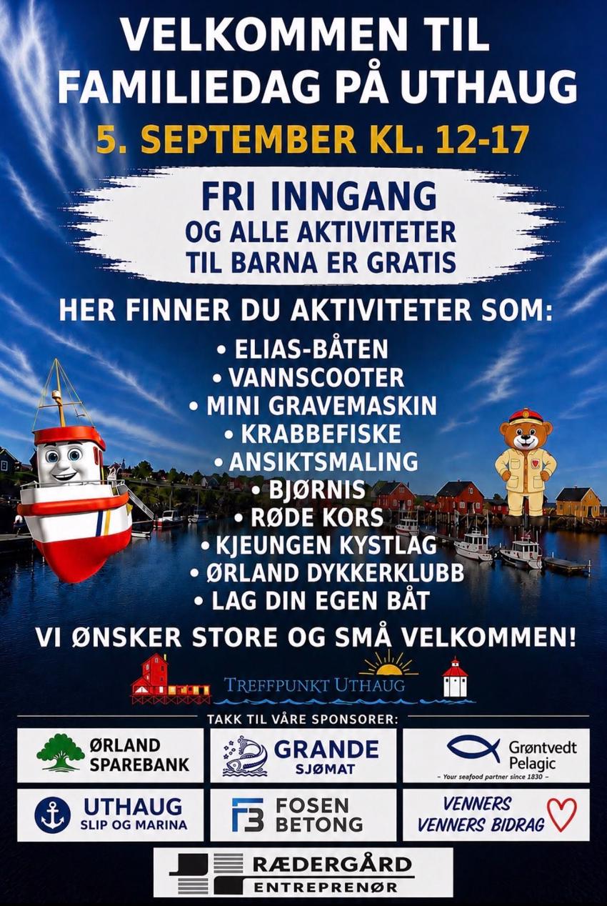 Familiedag på Uthaug 5. september 2026